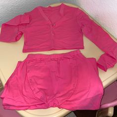 Very Cute 2 Piece Pink Pajama Set- Cotton Material With Stretch- Comfy- Top Is Cropped- Bottoms Have Detachable Buttflap- Multiple Sizes Available Pink Pajama, Pink Pajamas, Comfy Tops, Women's Intimates, Cotton Material, 2 Piece, Pajama Set, Pajamas, Womens Sizes