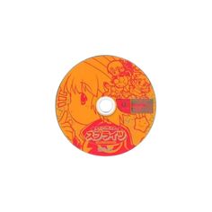 an orange cd disc with anime artwork on the front and back cover, in white background