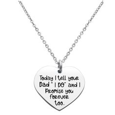 PRICES MAY VARY. Material: this charm necklace made of stainless steel, resistant to rust and not fade.Beautifully designed with clear lettering and you will get many compliments and focus when. Heart Pendant Size: 3cm * 2.8cm.chain 46+5cm. Step daughter gifts from step mom/step dad: Today I Tell your Dad/Mom “ I DO” and I Promise You Forever Too. make a beautiful and sentimental gift that will best express your gratitude and love for your stepdaughter or daughter in law. Sweet gift for your Wed Step Daughter Wedding Gift From Step Mom, Step Daughter Wedding Gift, Daughter Wedding Gifts, Ring Day, Step Dad Gifts, Step Mom, Step Daughter, Daughter Necklace, I Promise You