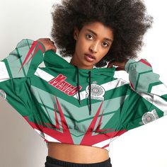 Mexico Sporty Style Croptop Hoodie Crop Hoodies, Sport Exercise, Hoodie Outfit, Republic Of The Congo, Sporty Style, Cropped Hoodie, Sport Fashion, 3d Print, Hoodie Print