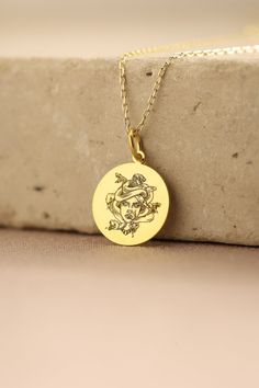 Gold Medusa Pendant - Medusa Gold Necklace ● Material of pendant: Solid Gold 14k ( REAL GOLD ) ● Metal Stamp: 14k ( REAL GOLD ) ● The pendant is available in 5 sizes: - 12,7 mm / 0.5 inches (Diameter) - 14,0 mm / 0,55 inches ( Diameter ) In the photos - 15,3 mm / 0.6 inches ( Diameter ) - 16,5 mm / 0,65 inches ( Diameter ) - 19,1 mm / 0,75 inches ( Diameter ) ( In the photos the size is 14mm / 0.55 inches Diameter ) ( Jump Ring inner diameter: 4 mm ) ● Material of chain: Solid gold 14k ( REAL GO Medusa Mythology, Medusa Necklace, Medusa Pendant, We Can Do It, Necklace Personalized, Gold Style, Jump Rings, Metal Stamping, Real Gold