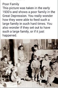 an old black and white photo with children in the background, text reads poor family this picture was taken in the early 1950's and shows a poor family in