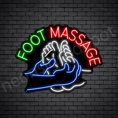 a neon sign that says footmasser with a horse on the front and back