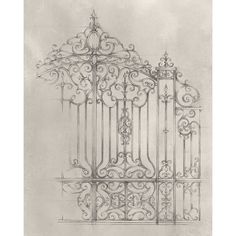 Iron Gate Design II Poster Print - Ethan Harper-VARPDX124872Z Image 1 Things Reference, Book Cover Redesign, Vintage Landscapes, Wrought Iron Garden Gates, Jennifer Lanne, Iron Garden Gates, Art Flash, Antique Architecture, Pearly Gates