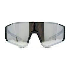 Elevate your riding look with these super oversized curved top racer shield sport sunglasses. The classic semi-rimless frame styling truly brings subtle value to this number. Curved wrap around shape enhances the overall sporty vibe. Made with 100% UV400 colored mirror polycarbonate lenses, and composite plastic frame. (b564) Size: 5 3/4" (146mm) x 2 1/4" (55mm).  Color: Black.  Gender: male.  Age Group: adult. Functional Polarized Shield Sunglasses For Cycling, Functional Anti-reflective Shield Sunglasses For Sports, Functional Matte Black Shield Sunglasses With Mirrored Lenses, Functional Sports Shield Sunglasses With Tinted Lenses, Sporty Shield Sunglasses With Uva Protection For Cycling, Modern Anti-reflective Sunglasses For Cycling, Anti-reflective Shield Sunglasses For Sports, Functional Tinted Shield Sunglasses For Sports, Matte Black Functional Shield Sunglasses With Uva Protection