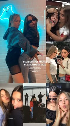 the collage shows several different women posing for pictures