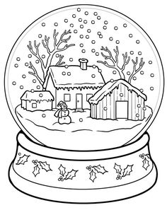 Printable Snow Globe Coloring Page Julkransar Diy, Jul Diy, Free Christmas Coloring Pages, Coloring Pages Winter, Printable Christmas Coloring Pages, Christmas Snow Globes, Free Christmas Printables