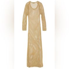 Nwt. Italian Designer Weili Zheng. Cute Gold Woven Naked Dress. You Can Wear A Light Slip Under The Dress Or Pair It With Your Favourite Skims Or Spanx. Size Xs But Can Fit Size S As Well. Chic Long Sheer Dress, Elegant Long Sleeve Dress For Beach Cover-up, Chic Long Dress For Beach Cover-up, Elegant Mini Dress For Beach, Designer Gold Long Sleeve Dress, Chic Beige Dress For Beach Cover-up, Gold Chain Mail Dress, Chic Gold Long Sleeve Bodycon Dress, Gold Knit Dress