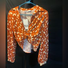 Orange, Long Sleeve High Low Shirt Size Extra Small New With Tags Trendy Zara Shirt, Trendy White Zara Shirt, Trendy Zara Tops For Day Out, Long Sleeve Graphic Print Top For Day Out, Zara Crop Top For Vacation, Trendy Long Sleeve Shirt For Brunch, Zara Long Sleeve Blouse For Vacation, Zara Casual Long Sleeve Blouse, Zara Fitted Casual Blouse