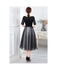 Buy Modest Black Tulle With Lace Party Dress With Sleeves at cheap price online. Free stable shipping and pro custom service since 2009. Party Dress With Sleeves, Party Dresses With Sleeves, Lace Party Dress, Lace Party Dresses, Dress With Sleeves, Black Tulle, Tulle Skirt, High Waisted Skirt, Party Dress