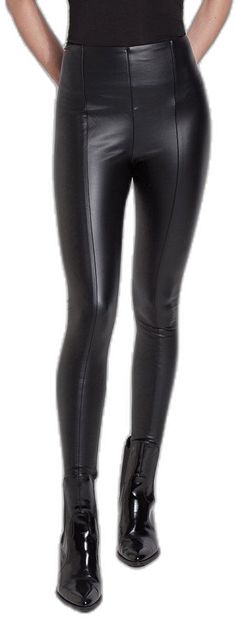 color=Black Leather Party Leggings Fitted, Sleek High-waist Fitted Leather Pants, Sleek High Waist Fitted Leather Pants, Sleek High Stretch Full Length Leather Pants, Elegant Fitted Faux Leather Pants, High Waist Fitted Leather Pants, Fitted Full Length Faux Leather Pants, Solid Faux Leather Fitted Leggings, Fitted Faux Leather Solid Pants