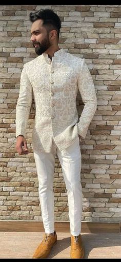 Buy Mens Indian Latest Design for Cream Jodhpur Cream Pants Groom Online in India - Etsy Traditional Indian Mens Clothing, Indian Wedding Suits Men, Suit For Men Wedding, Jodhpuri Suits For Men, Indian Wedding Clothes For Men, Sherwani For Men Wedding, Wedding Kurta For Men, Groom Dress Men, Wedding Dresses Men Indian