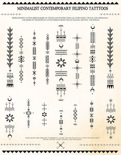 Minimalistic Contemporary Filipino Tattoo Motifs & Reference - Etsy India Tattoo Design Indian Patterns, Filipino Canadian Tattoo, Afghan Tattoo Ideas, Chilean Tattoo Ideas, Native Filipino Tattoo, Buscalan Tattoo Designs, Bisaya Tattoo, Filipino Tribe Tattoo Women, Ilocano Tattoo