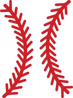 two red baseball stitches on a white background