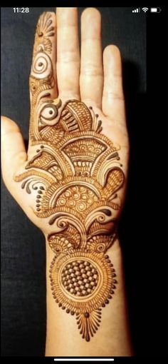 the hand is decorated with intricate designs