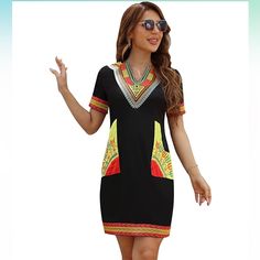 Women's Bohemian African Dashiki V Neck Embroidery Traditional Tribal Festival Midi Dresses Xxl Nwot About This Item ^ [Material) This Boho Ethnic Traditional Print Dress Was Made By Silky Material Of Polyester And Spandex.Strethy Fabric Smooth As Silk,Soft,Skin-Friendly And Comfy Material, Heavy Industry Embroidery Dashiki Women Party Dresses With Pockets.The Summer Women Dress Is Surprisingly Thick And Gorgeous. A (Features) Two Pockets At Side,Vintage Traditional Dress, Boho Tribal Women Dres Dashiki Dress, Neck Bodycon Dress, Jumpsuits And Romper, Stunning Outfits, Unique Dresses, Lovely Dresses, Print Blouse, Printed Mini Dress, Mini Dresses