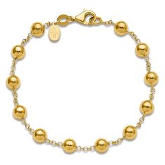 Add polish and poise to any outfit with this refined bead station bracelet. 14K yellow gold Polished beads are spaced along the fashion chain 7.5 inches; lobster clasp Made in Italy From the Blue Nile X Jared collection Elegant Gold Rosary Bracelet With Spacer Beads, Elegant Gold Beads Rosary Bracelet, Elegant Rosary Bracelet With Spacer Beads, Elegant Chain Bracelet With Gold Beads, Elegant Gold Ball Chain Bracelet, 14k Yellow Gold Bracelet With Polished Beads, Elegant Beaded Chain Bracelet With Round Beads, Elegant Yellow Gold Bracelet With Spacer Beads, Elegant Gold Beaded Bracelets With Ball Chain