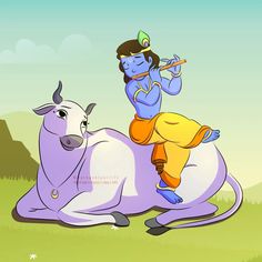 Illustration work. Krishna Krishna The Great Cartoon, Krishna Ji With Cow, Krishna With Cow, Krishna Pic, Krishna Illustration, Ram Illustration, Little Kanha Ji Images, Ganpati Photo Hd