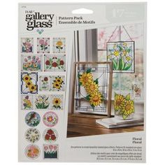 a package of window stickers with sunflowers