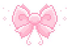 a pixelated pink bow on a white background