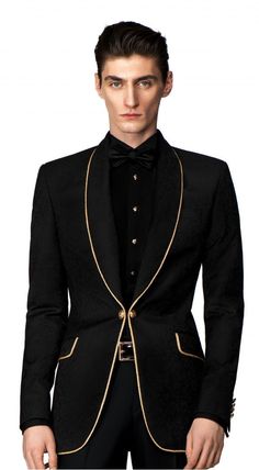 Black And Gold Outfit, Groom Dress Men, Black Outfit Men, Wedding Dresses Men Indian, Gold Suit, Blazer Outfits Men, Indian Men Fashion, Slim Fit Tuxedo, Dress Suits For Men