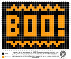 an orange and black pattern with the word boo in it's center, which is made up of squares