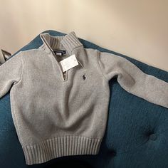 Gray Quarter Zip Brand New With Tags Questions? Leave A Comment Below! Sweater Quarter Zip, Fitted Sweater For Fall, Polo Quarter Zip Outfit, Ralph Lauren Sweater Outfit, Quarter Zip Outfit, Cloth Pieces, Ralph Lauren Half Zip, Christmas Lists, Polo Quarter Zip