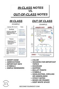 an info sheet with the words in class notes out - of - class written on it