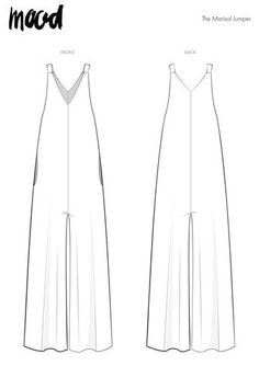 the front and back view of a jumpsuit sewing pattern