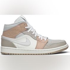 This Jordan 1 Mid Is Comprised Of A Multi-Paneled Upper Featuring An Array Of Warm Tones. -Comes With Crease Protectors Air Jordan 1 Mid Milan, Jordan Pink, Shoes Air, Womens Jordans, Air Jordan 1 Mid, Jordan 1 Mid, Air Jordan 1, Jordan Shoes, Jordan 1