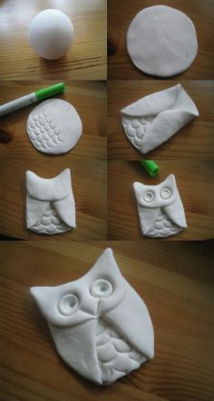 the instructions to make an owl - shaped clay sculpture are shown in this screenshot