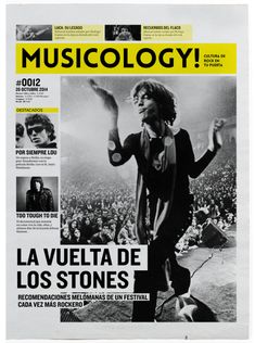 the front page of a magazine with an image of a man on stage in front of a crowd