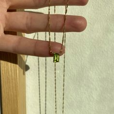 Newly Custom Made 14k Gold And Peridot Necklace! I Took The Vintage Spiral 14k Yellow Gold Chain And A Emerald Cut Peridot Earring To My Jeweler To Create This Custom Piece. Sparkles Like Crazy In The Sun Peridot Jewelry, Peridot Earrings, Peridot Necklace, Green Peridot, Yellow Gold Chain, Like Crazy, Cute Jewelry, Emerald Cut, The Vintage