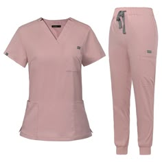 PRICES MAY VARY. All-Day Comfort: These women's medical scrubs feel soft on the skin, comfortable and roomy without see-through, and have reinforced seams and stitching for an ultra-durable care-wear scrub. Nurse uniform tops: Classic V-neck short-sleeved top with 3 practical pockets (one breast pocket and 2 front pockets) and vents for comfort during exercise Lots of pockets: These jogging pants have plenty of pockets with multiple pockets for easy storage while you work. Easy to clean:: You ca Nursing School Essentials, Doctor Things, Dental Hygienist School, Women Scrubs, Scrubs For Women, Scrubs Nursing Uniforms, Work Coveralls, Nursing Motivation, Medical Scrubs Outfit