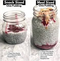 two jars filled with chia seed pudding