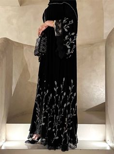 Winter Collections Prices start from 10$ in WS Whatsapp 052 152 5570  #abaya #hijab #jilbab Elegant Abaya Designs, Abayas Designs, New Abaya Style, Burkha Designs, Latest Abaya Designs, Hijab Quotes, Abaya Hijab, Muslim Evening Dresses, Black Abaya