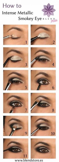 15 Stunning Step-By-Step Makeup Ideas Robert Welsh Eyeshadow, Metallic Smokey Eye, Party Eye Makeup, Party Eyes, Makeup Sephora