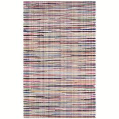 a multicolored rug with stripes on it