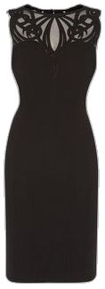 Sleek Knee-length Bodycon Dress, Sleek Knee-length Elastane Bodycon Dress, Chic Fitted Longline Bodycon Dress, Fitted Longline Bodycon Dress For Party, Knee-length Stretch Dresses With Side Slits, Elegant Longline Bodycon Dress, Sheer Back Bodycon Mini Dress, Bodycon Mini Dress With Sheer Back, Elegant Longline Bodycon Dress For Night Out