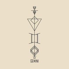 an abstract geometric design with the word gemini written in black on a beige background