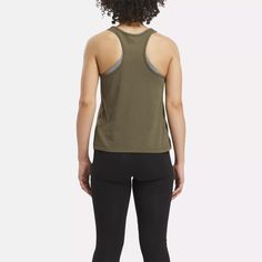 Wear your Reebok pride front and center. This women's training tank top features a bold Vector logo to go with your sporty style. The single jersey cotton has a breezy feel that keeps you comfy through light workouts and long, lazy afternoons.