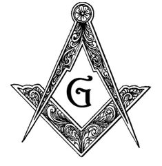 a masonic symbol with the letter g in it's center and two crossed swords