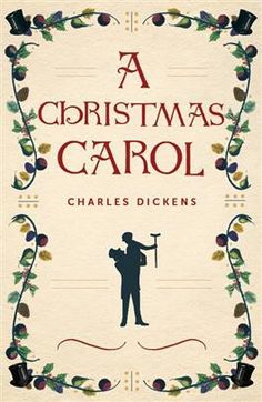 a christmas carol book cover with an image of a man holding a cane in his hand