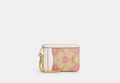 Zip Card Case In Signature Canvas With Heart Print | COACH OUTLET Cute Coach Wallets, Coach Zip Card Wallet, Coach Valentines Collection, Cute Wristlet Wallets, Coach Pink Wallet, Cute Coach Wallet, Cherry Coach Wallet, Zip Card Case Coach, Kate Spade Wallet Aesthetic