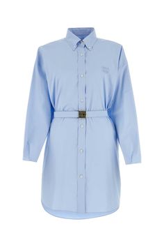 Light Blue Poplin Shirt Dress from Miu Miu Miu Miu Dress, Polka Dot Shirt Dress, Poplin Shirt Dress, Shop Light, Blue Dress Casual, Chiffon Shirt, Mini Shirt Dress, Poplin Shirt, Seasonal Fashion