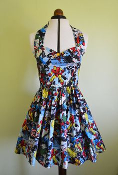 Marvel comic Superheros dress Iron ManWomens by Cyanidekissx, £45.00. OH MY GODDDDD Marvel Dress, Marvel Fashion, Geek Clothes, Super Hero Outfits, Grey Bridesmaid Dresses, Couture Fashion, Marvel Comics