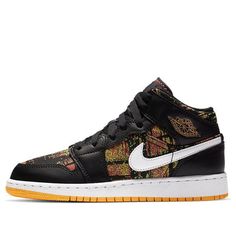 (GS) Air Jordan 1 Mid 'Black Laser Orange' 555112-003 (AJ1/SNKR) Black High-top Jordan Shoes For Streetwear, Black Urban Style Lace-up Jordan Shoes, Multicolor Lace-up Jordan Shoes For Streetwear, Black Breathable Mid-top Skate Shoes, Breathable Black Mid-top Skate Shoes, Casual Multicolor Jordan Shoes For Sports, Casual Black High-top Basketball Shoes, Black Breathable Mid-top Jordan Shoes, Black Mid-top Casual Basketball Shoes