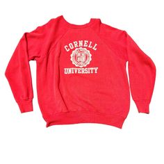 Vintage Cornell University Crew Neck Sweatshirt Red Xl Longsleeve. Sweatshirt Is In Very Good Preowned Condition. Velva Sheen Made In Cincinnati Ohio Tag Size Extra Large. Please Review Close Up Pictures, The Item Pictured Is The Item You Will Receive. Feel Free To Contact Me With Any Questions You May Have. Thanks! Measures: -21.5" Pit To Pit -25.5" Top To Bottom Red Crew Neck Tops For Winter, Red Winter Tops For College, University Red Collegiate Top For Fall, University Red Collegiate Tops For Winter, Collegiate University Red Tops For Fall, Red College Sweatshirt For Fall, University Red Cotton Top For Fall, Collegiate Red Tops For Winter, Red Collegiate Tops For Winter