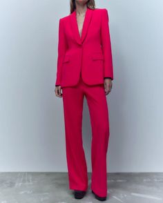 Top Rated ZARA WOMEN NEW DINNER JACKET BLAZER WITH TUXEDO COLLAR NEON FUCHSIA 7995/483 S, Women's Coats Jackets Zara Pink Blazer, Long Flowy Pants, Zara 2022, Shawl Collar Blazer, Lace Blazer, Zara Jumpsuit, Dinner Jacket, Trouser Pocket, Dressy Pants