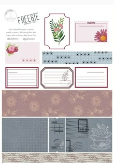 a variety of papers with flowers on them